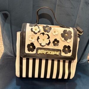 Betsey Johnson Black and White Floral Crossbody Bag